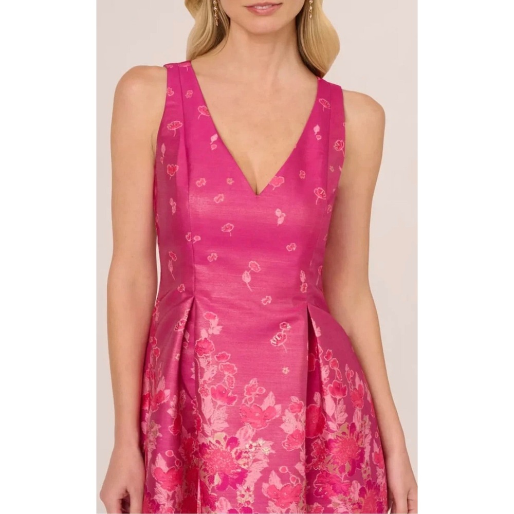 NWT Adrianna Papell Pink Floral Jacquard Fit & Flare Dress Size 8 - Picture 4 of 11